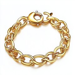 Elegant gold chain bracelet showcased on a white background, perfect for fashion and jewelry enthusiasts.