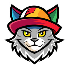 Colorful Cat Head Mascot Logo: Creative and Modern Graphics Element