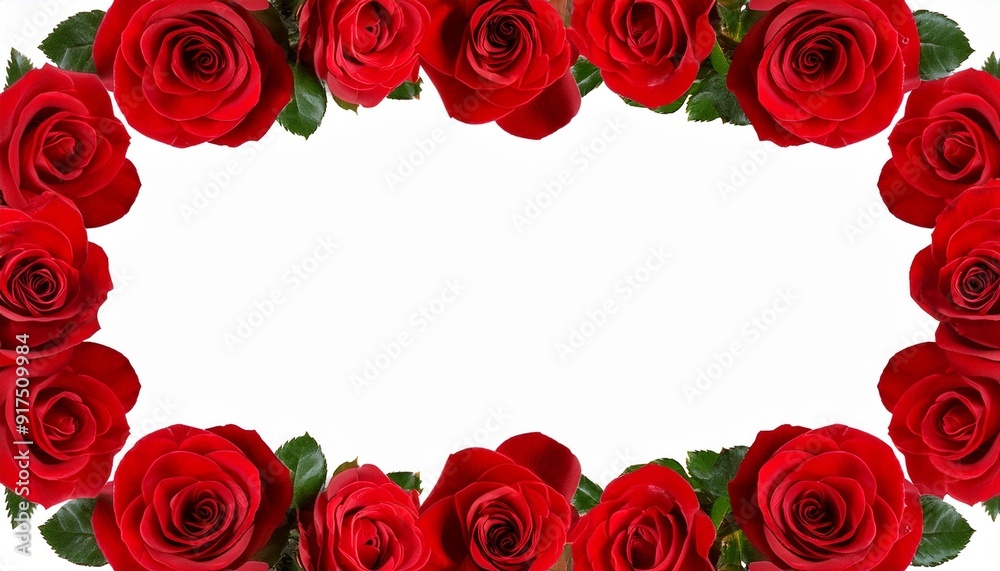 Poster frame bouquet of red roses isolated on white background transparent cutout