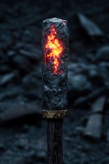 Fototapeta premium Glowing lava rock on a dark background