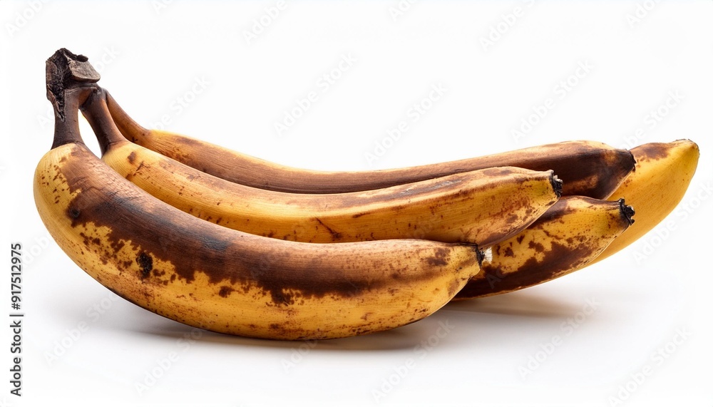 Poster old yellow bananas isolated on white background