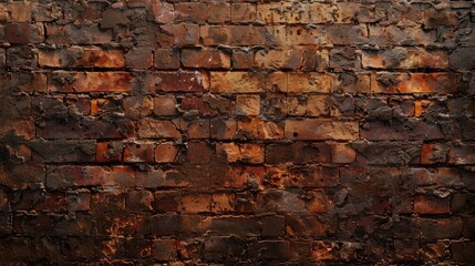 Old dark brown and red brick wall texture background.