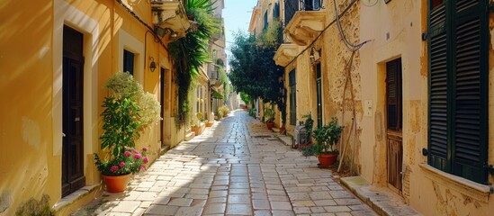 A Narrow Cobblestone Street in a Picturesque European Town