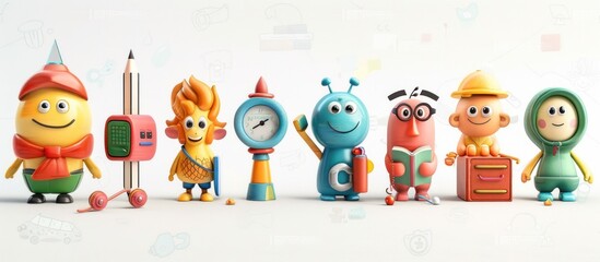 Fototapeta premium Cartoon Characters Illustration with Different Professions