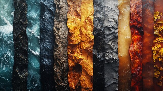 Natural Earth Textures Collage with Abstract Background, Perfect for Creative and Environmental Designs, Generative AI - Powered by Adobe