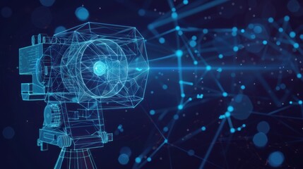 Abstract Digital Camera with Glowing Lines