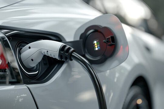 EV car in charge with EV charging plug