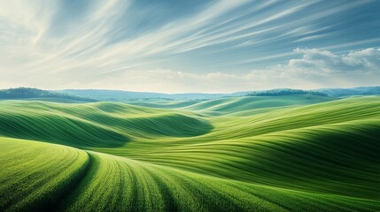 landscape with long smooth green stripes