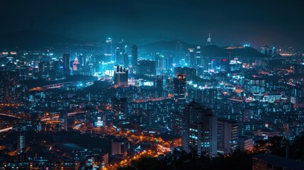 Night Cityscape with Vibrant Lights