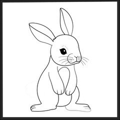 Rabbit bunny animal coloring page for kids and children