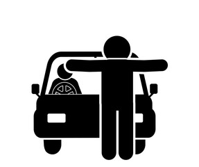 illustration of a person blocking a car