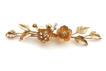Gold Barrette isolated on white background.