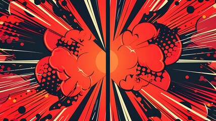 flat design red comic style background pop art