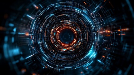 Obraz premium Intricate cybernetic shapes with a futuristic vibe, expertly crafted for modern design applications, perfect for sci-fi projects, copy space for text, more clarity with clear light and sharp focus,