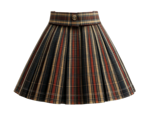Plaid pleated skirt , isolated on a white background