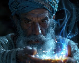 Mystical Genie with Ancient Power, a Timeless Enchantment, Legendary Magic, Wishes Granted, Ancient Spirits, Arabian Nights, Mystical Beings, Magical Creatures, Fantasy Art, Digital Painting, Genie