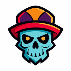 Colorful Skull Head Mascot Logo with Hat: Modern & Vintage Designs