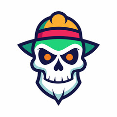 Colorful Skull Head Mascot Logo with Hat: Modern & Vintage Designs