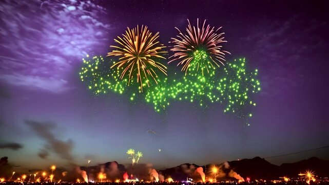 Colorful fireworks in the night sky
