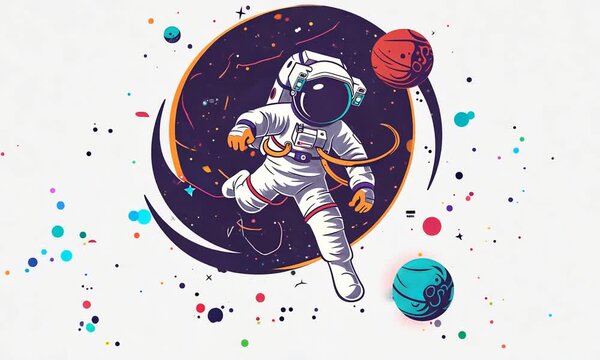 Astronaut Floating in Space Illustration