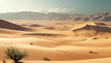 Fototapeta premium Serene beauty of desert landscape, widescreen 16:9, 300 dpi, with space for text