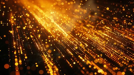 Fototapeta premium Intricate Data Visualization Panels with Glowing Golden Aesthetic for Corporate Strategy and Analytics. Abstract Tech Picture. Digital Graph in Sparkling Golden Colors