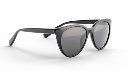 Sleek black cat-eye sunglasses on a white background, highlighting the classic and sophisticated design, perfect for a timeless fashion statement.