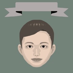 微笑む男の子とフレームのカラーイラスト7（レトロ調）