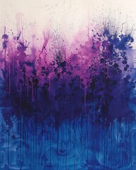 splattered paint with navy blue ocean blue gradient and purple on a white  background