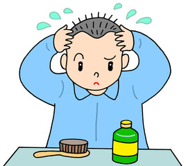 病気,疾患のイラスト - AGA・男性型脱毛症・若禿・薄毛・抜け毛
