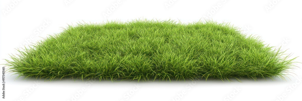 Wall mural square of fluffy green spring grass on a white background