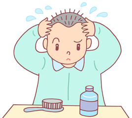 病気,疾患のイラスト - AGA・男性型脱毛症・若禿・薄毛・抜け毛