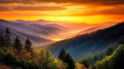 Obraz premium Sunrise Over Smoky Mountains