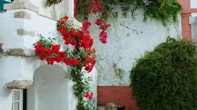 The medieval fortified town of Obidos, Leiria, Portugal, considered one of the seven wonders of Portugal