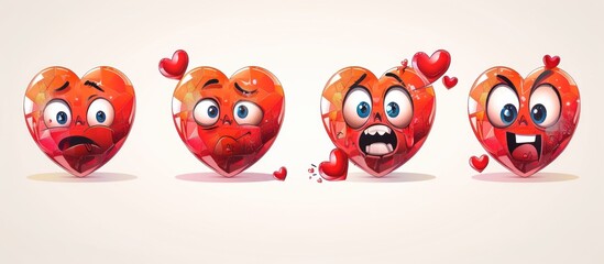 Fototapeta premium Cartoon Heart Emoji Emotions