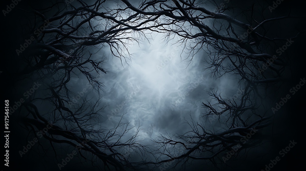 Canvas Prints twisted tree branches forming an ominous face in the darkness, abstract shapes and ghostly figures e