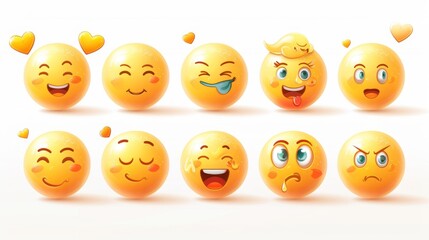 Fototapeta premium Set of 10 Colorful Emojis