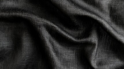 Fototapeta premium Black linen texture. Fabric background