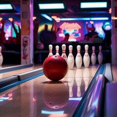 bowling ball and pins