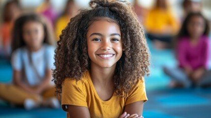 Smiling Girl with Curly Hair.