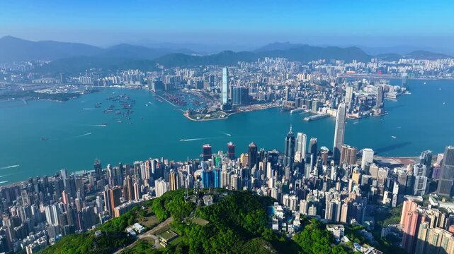 Hong Kong Victoria Harbor View from the Peak at Day