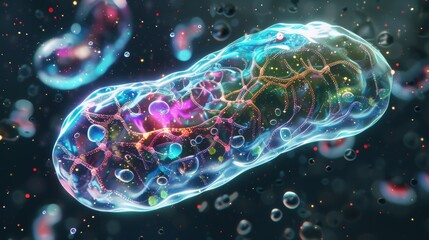 Colorful Abstract Close-up of a Microscopic Bacteria in Motion