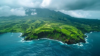 
Mountain landscape Ponta Delgada island, Azores Portugal