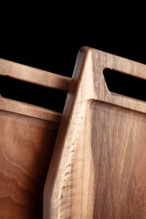 The sideboard is made of wood for serving snacks, fruits, nuts, cheeses, meats and original serving of main dishes. Luxury products from hard and exotic wood species. Accessories for a modern kitchen.