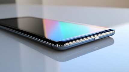 8. A sleek new smartphone with a vibrant screen and minimalist design