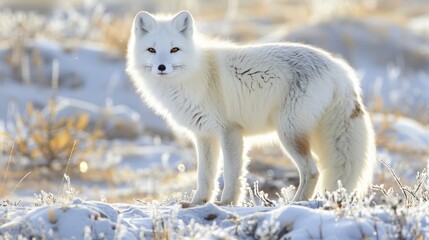 Naklejka premium white wolf looks Through prey in the wild