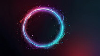 Obraz premium abstract background with a central focus on a large, glowing circle surrounded by smaller, orbiting circles