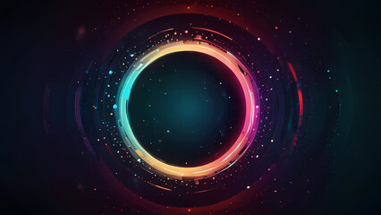 Obraz premium abstract background with a central focus on a large, glowing circle surrounded by smaller, orbiting circles