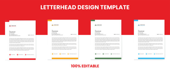 Modern and abstract corporate company business letterhead template. Elegant and modern business letterhead template. 4 color