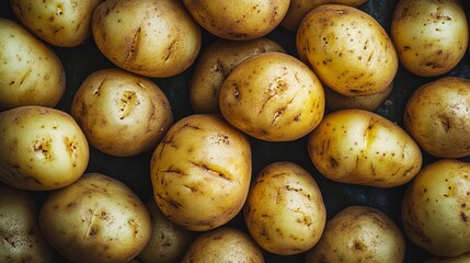 Raw potatoes top view